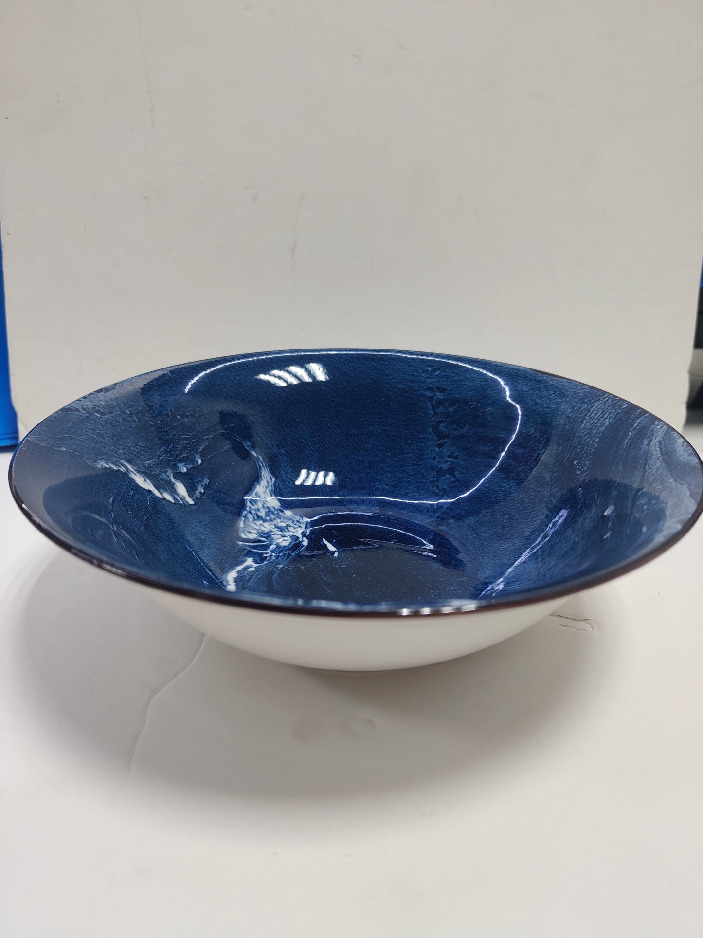 FR Blue With White Shade Deep  Ceramic Bowl -L